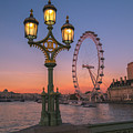 London Eye At Dusk, Viewed From Westminster Bridge, London, UK